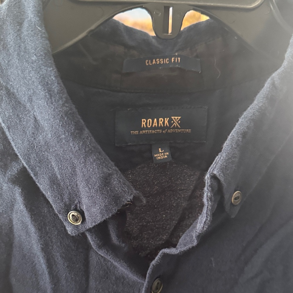 Roark Navy and Rust Striped Shirt